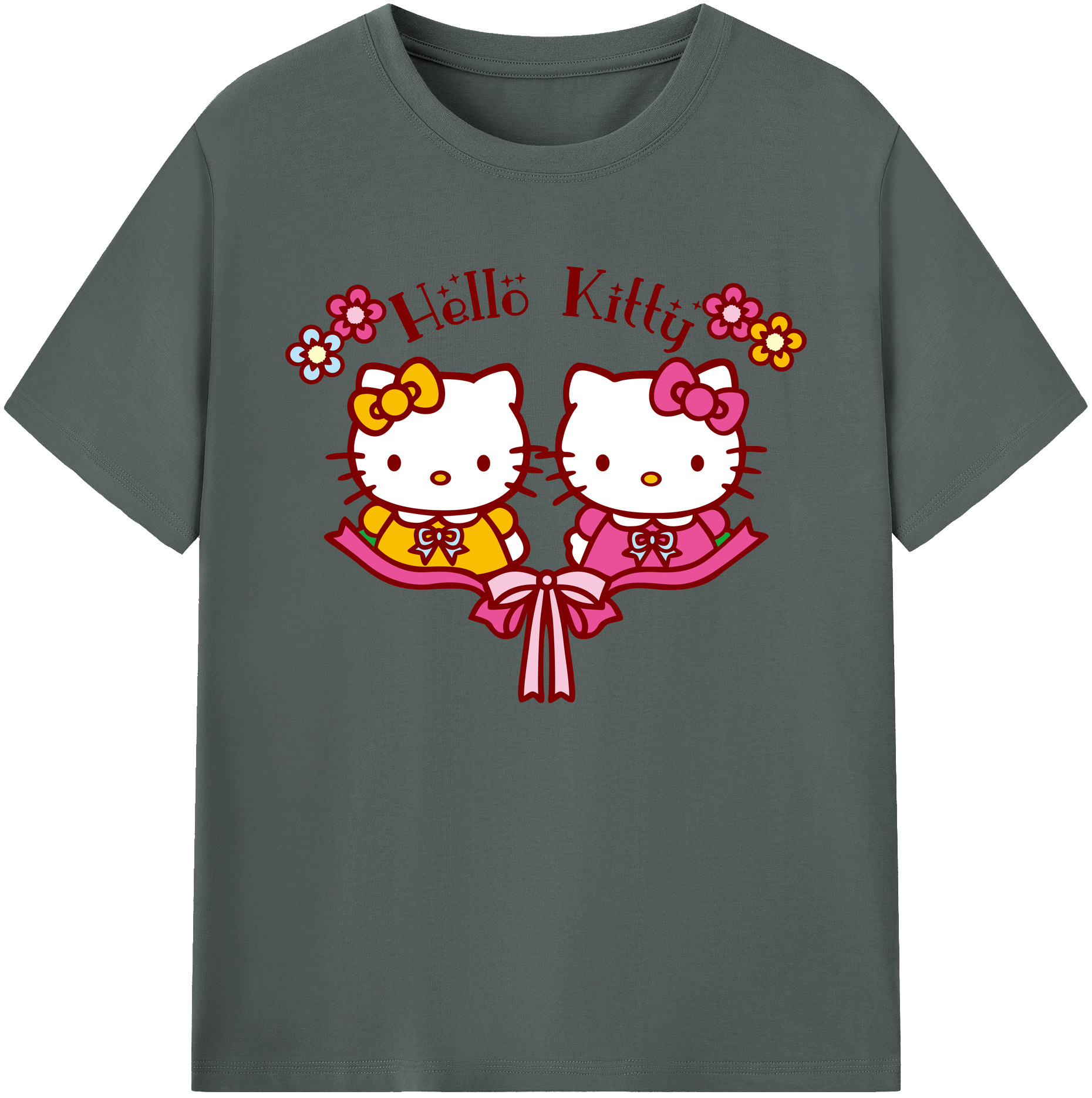（画像用） Hello Kitty ハローキティ 綿100％ メンズ半袖Tシャツ｜肌触りやわらか＆通気性